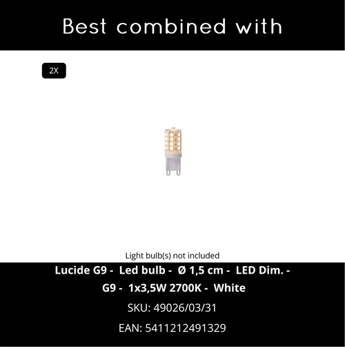 Lucide TYCHO - Applique murale - 2xG9 - Noir - CROSSSELL